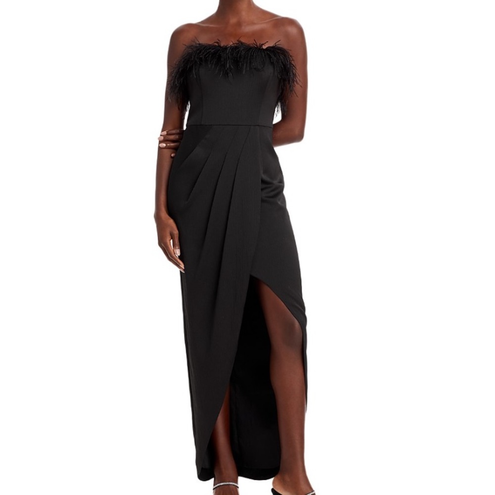 Aidan by Aidan Mattox strapless feather trim gown - never worn, still has tags